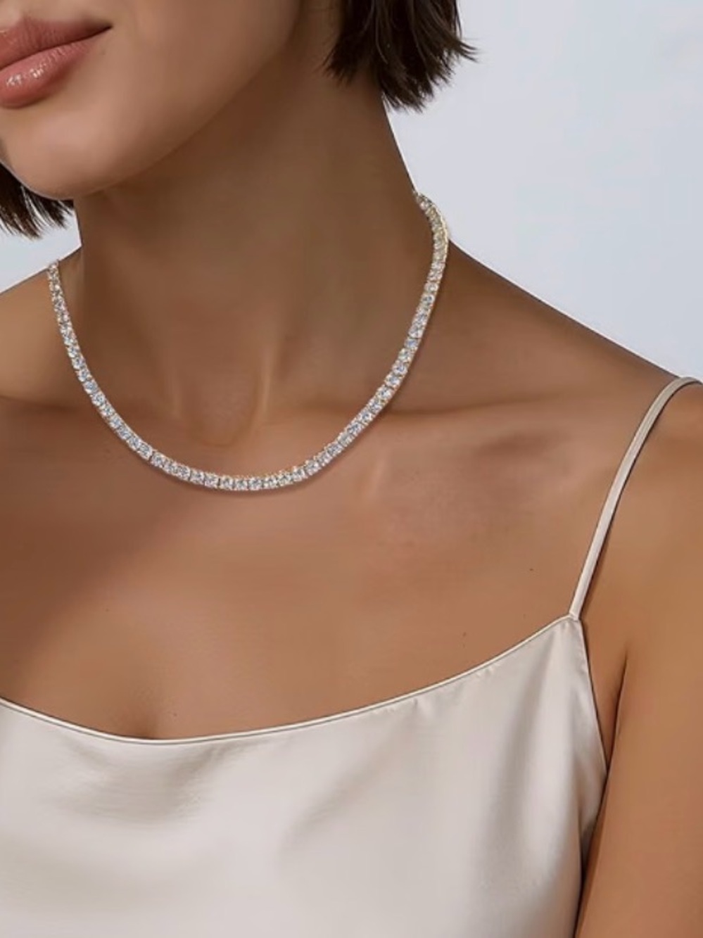NEW 18k Yellow Gold Plated Classic Tennis Necklace